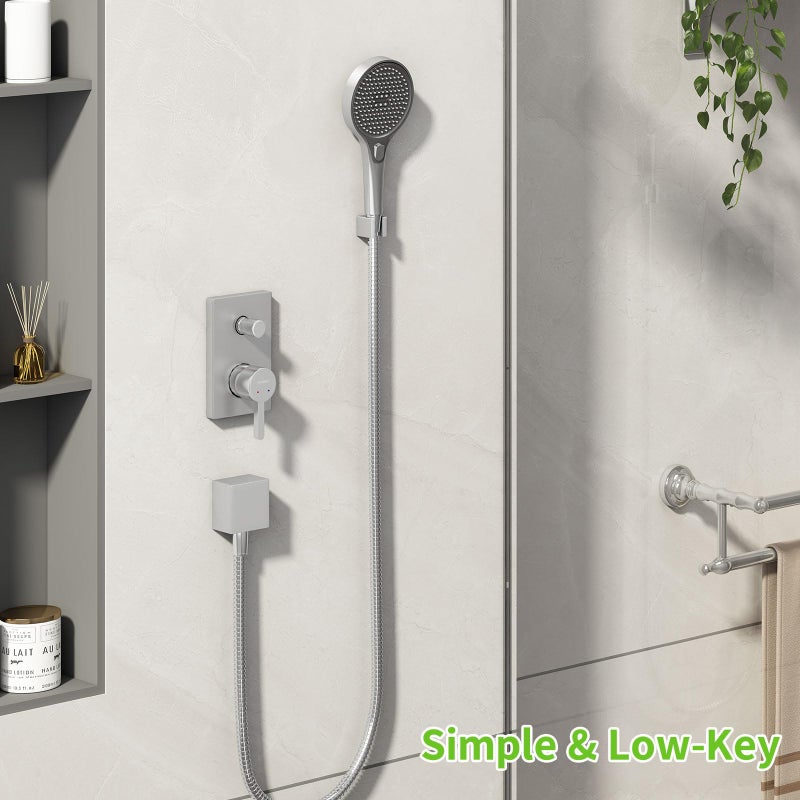 Angle Simple Shower Head Holder, Brass Shower Wand Bracket, Handheld Sprayer Holder Wall Mount, Brushed Nickel - Image 3